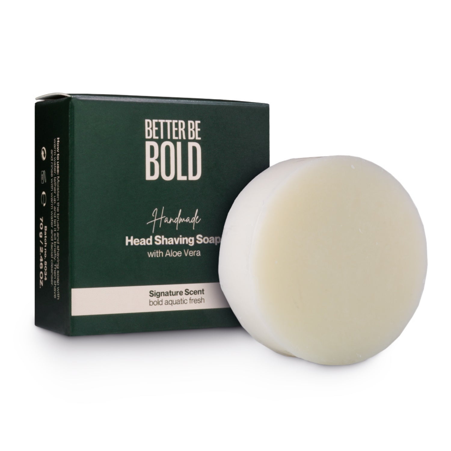 Handmade bald head shaving soap with aloe vera 70g – BETTER BE BOLD®